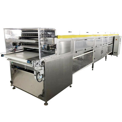 Qualität Pocky-Keks-Schokoladenüberzugsmaschine 1300 kg/h Nussdekoration Luftkühlung usine